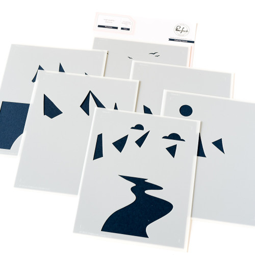 Pinkfresh Studio Stencils 4.25"X5.5" 6/Pkg-Mountains - 5A002CW4-1GGCZ - 736952885456