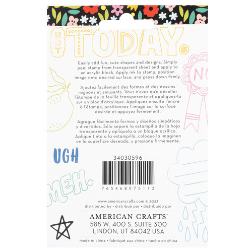 3 Pack - American Crafts Whatevs Clear Stamps-7/Pkg - 34030596 3 Pack - American Crafts Whatevs Clear Stamps-7/Pkg - 34030596