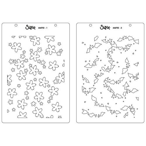 Sizzix A5 Cosmopolitan Stencil By Stacey Park 2/Pkg-Petals Adornment - 5A00282H-1GB4H