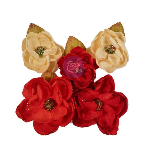 Prima Marketing Paper Flowers 5/Pkg-Festive Carols, From The North Pole 5A002889-1GB9Z - 655350670856