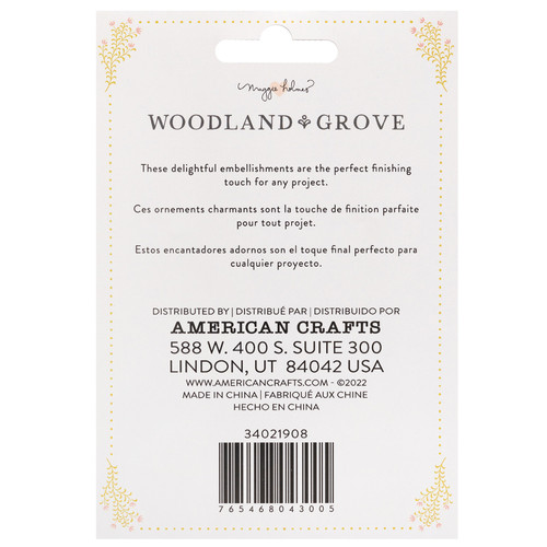 Maggie Holmes Woodland Grove Charm Pins 3/Pkg-W/Gold Foil - MH021908 Maggie Holmes Woodland Grove Charm Pins 3/Pkg-W/Gold Foil - MH021908