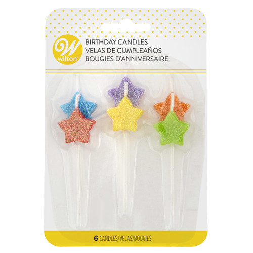 6 Pack - Wilton Star-Shaped Birthday Candle Set 6/Pkg-Glittery - 5A002HBM-1GJW8 - 070896182876