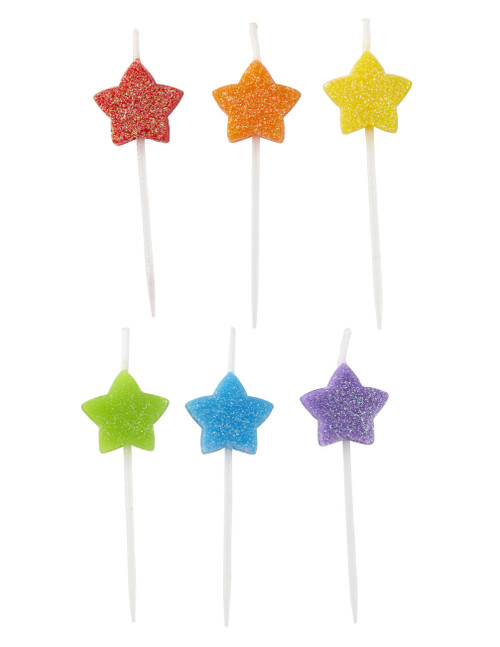 6 Pack - Wilton Star-Shaped Birthday Candle Set 6/Pkg-Glittery - 5A002HBM-1GJW8