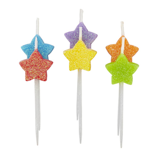 6 Pack Wilton Star-Shaped Birthday Candle Set 6/Pkg-Glittery 5A002HBM-1GJW8