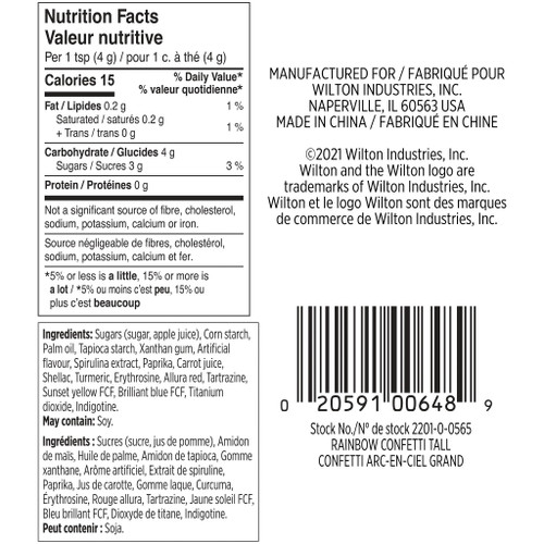 3 Pack Wilton Tall Sprinkles 3.38oz-Confetti Rainbow 5A002HB4-1GJV4