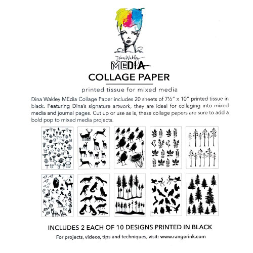 3 Pack - Dina Wakley MEdia Collage Tissue Paper 7.5"X10" 20/PKg-The Forest - 5A002GKJ-1GJ36
