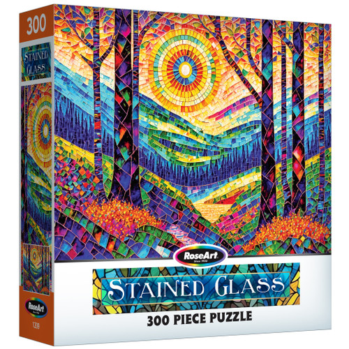 RoseArt Stained Glass Jigsaw Puzzle 300 Pieces 18"X24"-Sunshine On Dreamland - 5A002H5X-1GJQW - 4895145443920