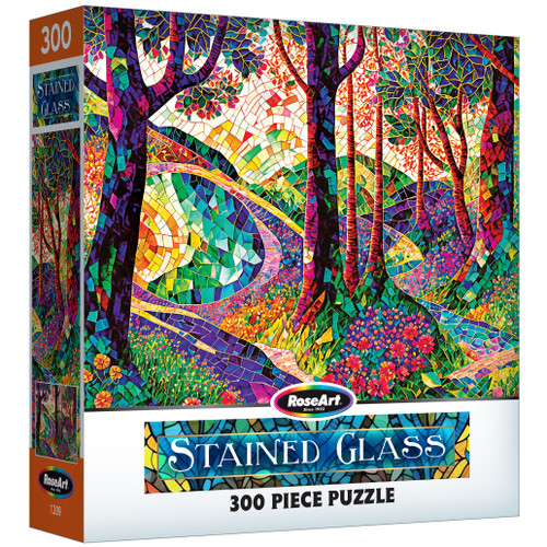 RoseArt Stained Glass Jigsaw Puzzle 300 Pieces 18"X24"-Long Winding Road - 5A002H5W-1GJQS - 4895145443944