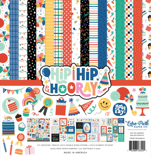 Echo Park Collection Kit 12"X12"-Hip Hip Hooray - 5A002H2P-1GJMH - 732388433421