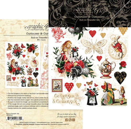 2 Pack - Graphic 45 Rub-On Transfers-Curiouser & Curiouser - 5A002HNN-1GK7H - 810070166700