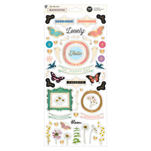 3 Pack - BoBunny Brighton Stickers 6"X12" Sheet 100/Pkg-W/Gold Foil - 34013982 - 718813173926