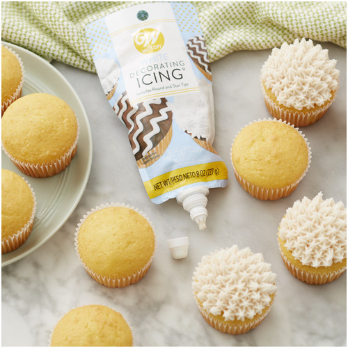 3 Pack - Icing 8oz Pouch W/Tips-White - W7044-749 3 Pack - Icing 8oz Pouch W/Tips-White - W7044-749