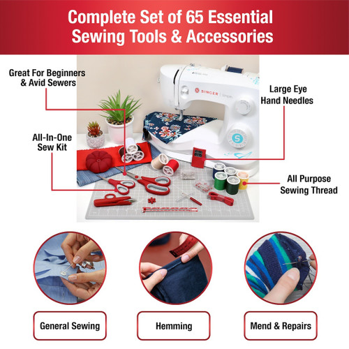 SINGER Beginner's Sewing Kit Red -65PCS - 5A002J0C-1GKLH SINGER Beginner's Sewing Kit Red -65PCS - 5A002J0C-1GKLH