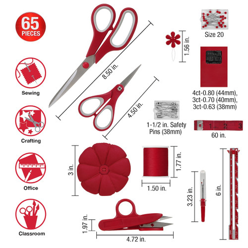SINGER Beginner's Sewing Kit Red -65PCS - 5A002J0C-1GKLH SINGER Beginner's Sewing Kit Red -65PCS - 5A002J0C-1GKLH