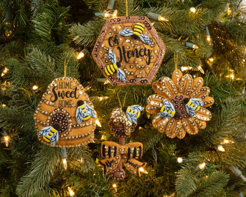 Bucilla Felt Ornaments Applique Kit Set Of 4-Beehive Bliss - 5A002HRR-1GKB4