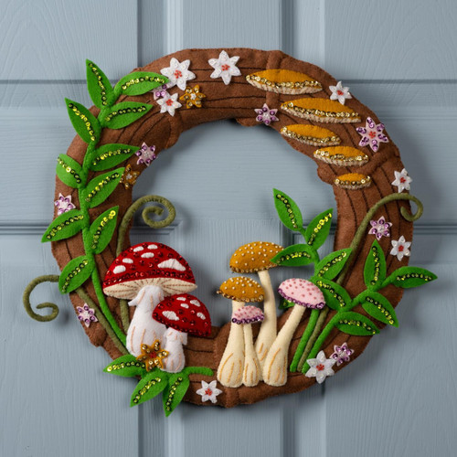 Bucilla Felt Wreath Applique Kit 15.5" Round-Mushroom Magic - 5A002HRS-1GKB5 Bucilla Felt Wreath Applique Kit 15.5" Round-Mushroom Magic - 5A002HRS-1GKB5