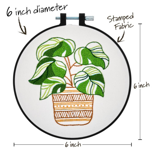 Bucilla Stamped Embroidery Kit W/6" Plastic Hoop-Potted Beauty - 5A002HRG-1GKC1 Bucilla Stamped Embroidery Kit W/6" Plastic Hoop-Potted Beauty - 5A002HRG-1GKC1