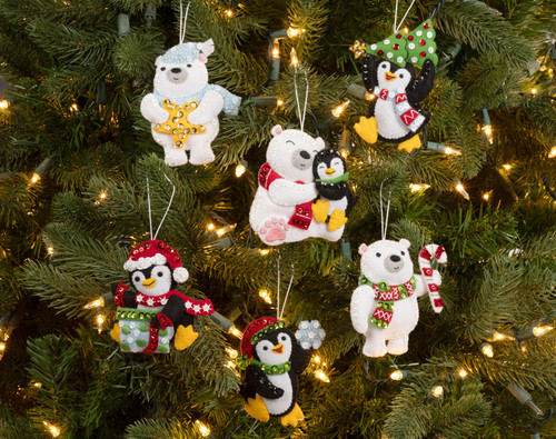 Bucilla Felt Ornaments Applique Kit Set Of 6-Polar Pals Ornaments - 5A002HRW-1GKB8 Bucilla Felt Ornaments Applique Kit Set Of 6-Polar Pals Ornaments - 5A002HRW-1GKB8