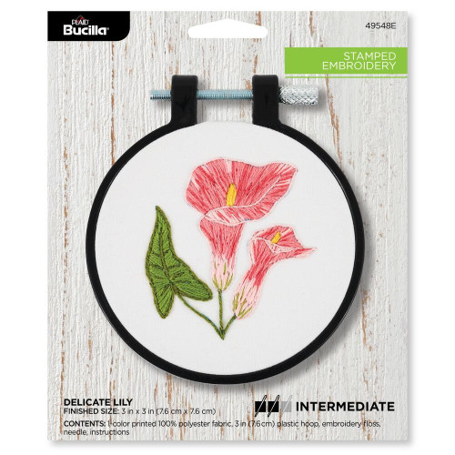 Bucilla Stamped Embroidery Kit W/3" Plastic Hoop-Delicate Lily - 5A002HRB-1GKC2 - 046109495484
