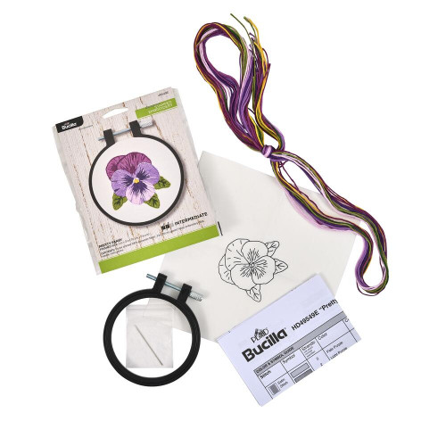 Bucilla Stamped Embroidery Kit W/3" Plastic Hoop-Pretty Pansy - 5A002HRD-1GKC4 Bucilla Stamped Embroidery Kit W/3" Plastic Hoop-Pretty Pansy - 5A002HRD-1GKC4