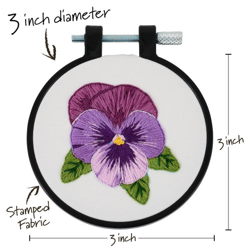 Bucilla Stamped Embroidery Kit W/3" Plastic Hoop-Pretty Pansy - 5A002HRD-1GKC4 Bucilla Stamped Embroidery Kit W/3" Plastic Hoop-Pretty Pansy - 5A002HRD-1GKC4