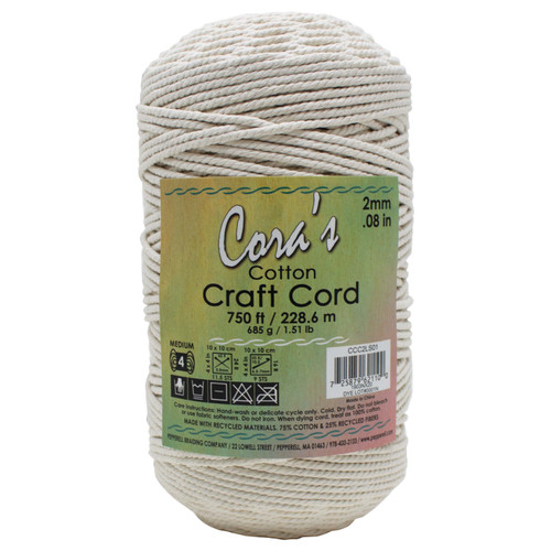 Cora's Cotton Craft Cord 2mmX750ft-Natural - 5A002HCY-1GJXW - 725879621100