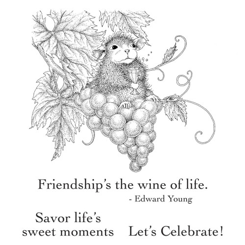 House Mouse Cling Rubber Stamp-Cheers, Sweet Moments - 5A002HXW-1GKH7