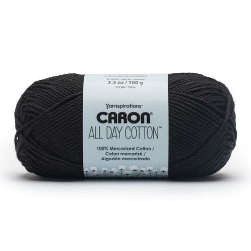 Caron All Day Cotton Yarn-Black - 5A002G8W-1GHSM - 057355562684