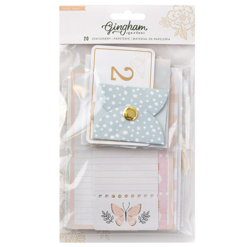 Gingham Garden Stationery Pack 20/Pkg-W/Gold Foil - CP014020 - 718813173575 Gingham Garden Stationery Pack 20/Pkg-W/Gold Foil - CP014020 - 718813173575