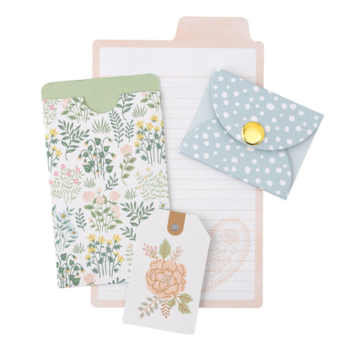 Gingham Garden Stationery Pack 20/Pkg-W/Gold Foil - CP014020 Gingham Garden Stationery Pack 20/Pkg-W/Gold Foil - CP014020