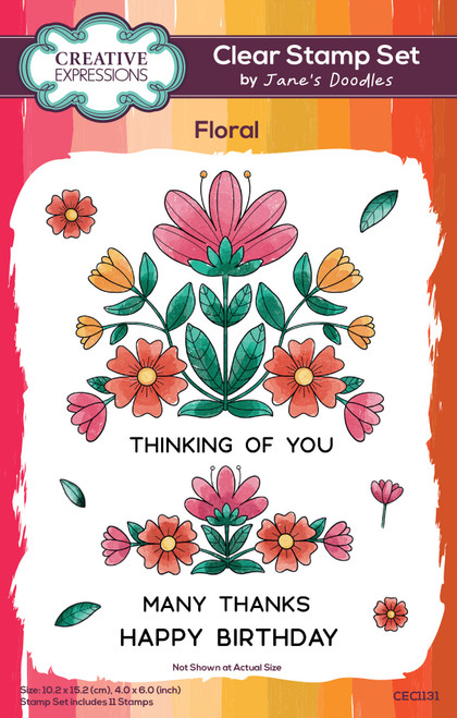 Creative Expressions Jane's Doodles Clear Stamp 4"X6"-Floral - 5A002GKF-1GJ2B - 5055305992104