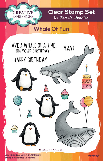 Creative Expressions Jane's Doodles Clear Stamp 4"X6"-Whale Of Fun - 5A002GK0-1GJ2K - 5055305992098