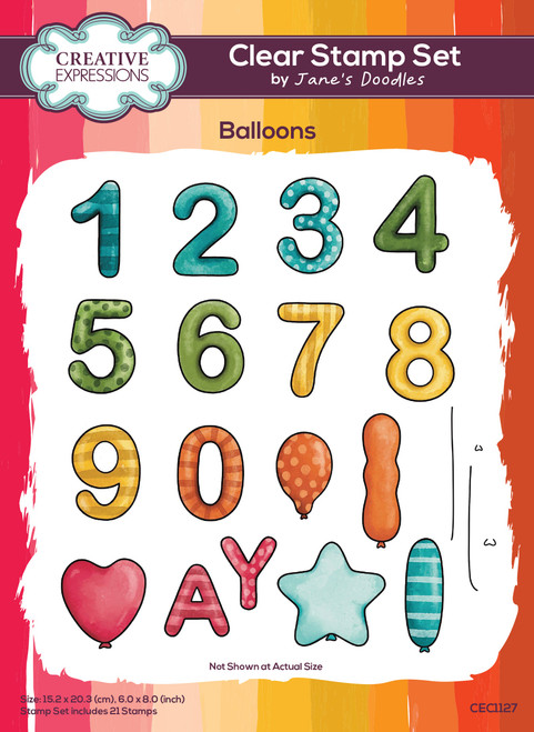 Creative Expressions Jane's Doodles Clear Stamp 6"X8"-Balloons - 5A002GK1-1GJ2L - 5055305992067