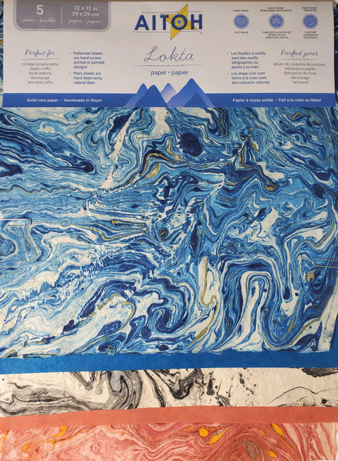 Aitoh Lotka Paper Pack 12"X12" 5/Pkg-Marble - 5A002HTC-1GKFP - 762867415006