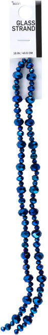 CousinDIY Glass Strand 18in/40.6cm-Metallic Blue Faceted Rondell - 5A002GLT-1GJ4W - 016321253162