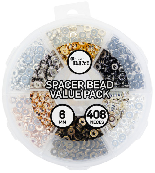 Cousin DIY Disk Bead Assortment Pack 6mm-Metal Spacer - 5A002GMN-1GJ5L - 191648087635