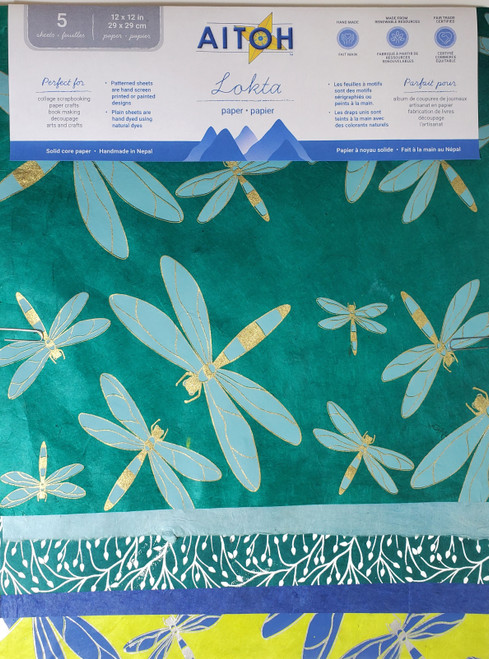 Aitoh Lotka Paper Pack 12"X12" 5/Pkg-Dragonflies - 5A002HTC-1GKDJ - 762867415181