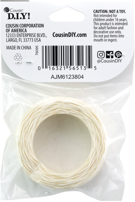 Cousin DIY Cotton Waxed Cord 75ft.-White - 5A002GMG-1GJ68 Cousin DIY Cotton Waxed Cord 75ft.-White - 5A002GMG-1GJ68