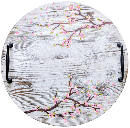 Cousin DIY Round Wood Tray With Metal Handles 18"-White Wash - 5A002GM0-1GJ4P Cousin DIY Round Wood Tray With Metal Handles 18"-White Wash - 5A002GM0-1GJ4P