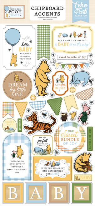 3 Pack - Echo Park Chipboard 6"X13"-Accents, Winnie The Pooh Baby - 5A002JRW-1GLB0 - 810179811921