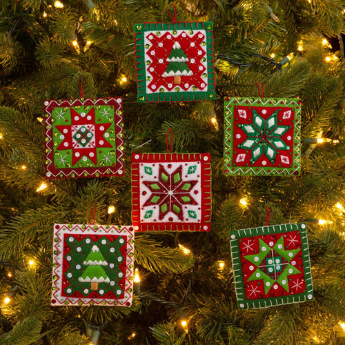 Bucilla Felt Ornaments Applique Kit Set Of 6-Holiday Quilt Squares - 5A002K2G-1GLKK Bucilla Felt Ornaments Applique Kit Set Of 6-Holiday Quilt Squares - 5A002K2G-1GLKK