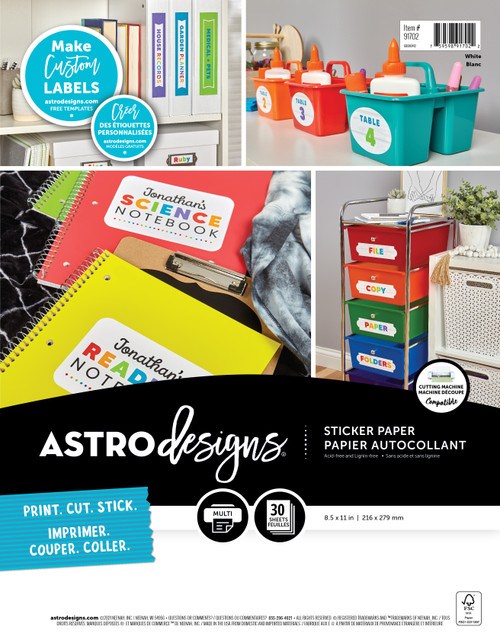 Neenah Astrodesigns Sticker Paper 8.5"X11" 30/Pkg-White - 5A002JYJ-1GLHG - 759598917022