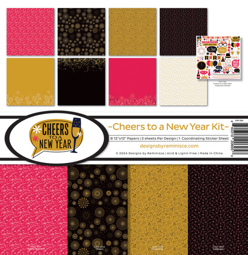Reminisce Collection Kit 12"X12"-Cheers To A New Year - 5A002HS7-1GKBS - 840310206958