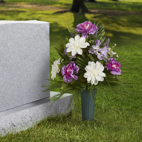 3 Pack - FloraCraft Tribute Plastic Cemetery Vase -4.1"X8.6" With Removable Spike - 5A002JTQ-1GLC6