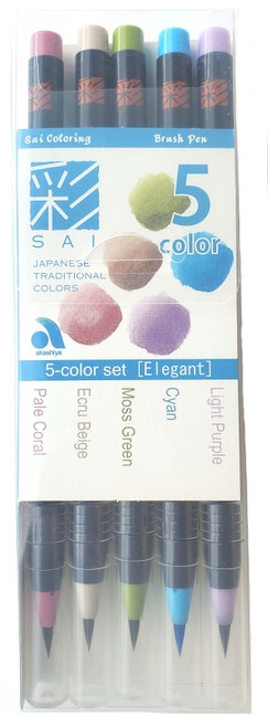 Aitoh Akashiya Sei Watercolor Brush Pen 5/Pkg-Elegant - 5A002HV3-1GKG0 - 4963095906366