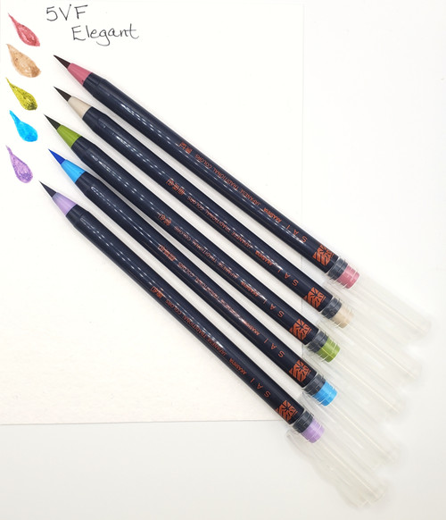 Aitoh Akashiya Sei Watercolor Brush Pen 5/Pkg-Elegant - 5A002HV3-1GKG0