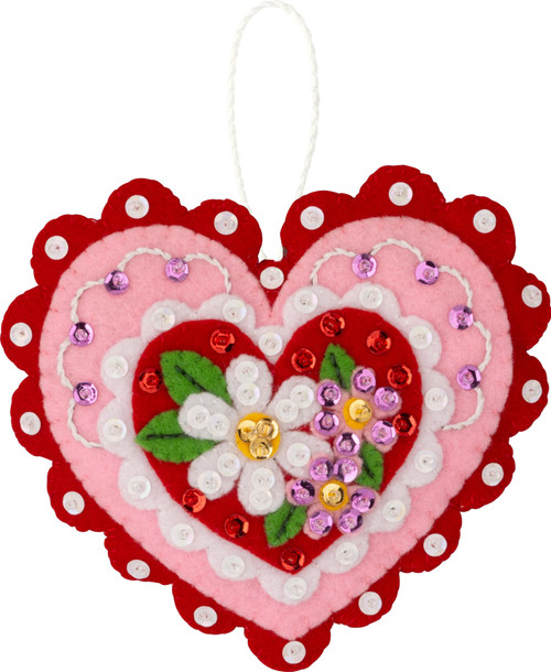 Bucilla Felt Ornaments Applique Kit Set Of 4-Heartfelt Treasures - 5A002K2H-1GLKG