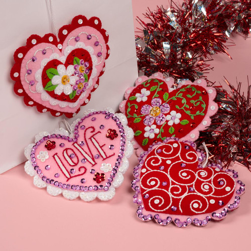 Bucilla Felt Ornaments Applique Kit Set Of 4-Heartfelt Treasures - 5A002K2H-1GLKG