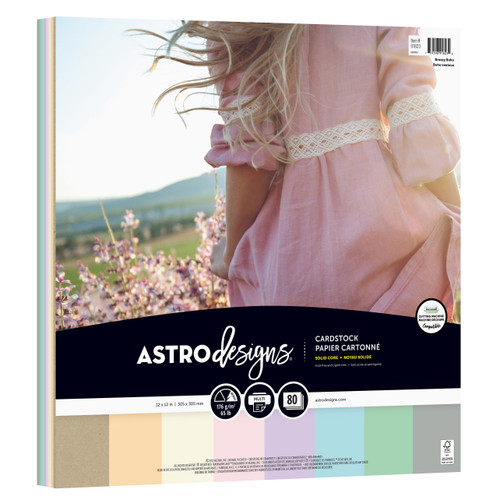 Neenah Astrodesigns 65lb Cardstock Pack 12"X12" 80/Pkg -Breezy BOHO, 8 Colors/10 Each - 5A002JYP-1GLHC - 759598918234