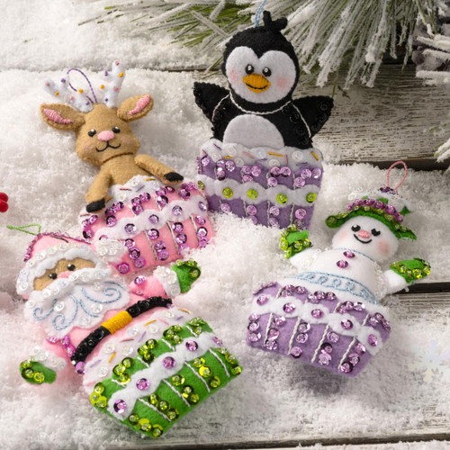 Bucilla Felt Ornaments Applique Kit Set Of 4-Snowman's Candy Confections - 5A002K2D-1GLKF
